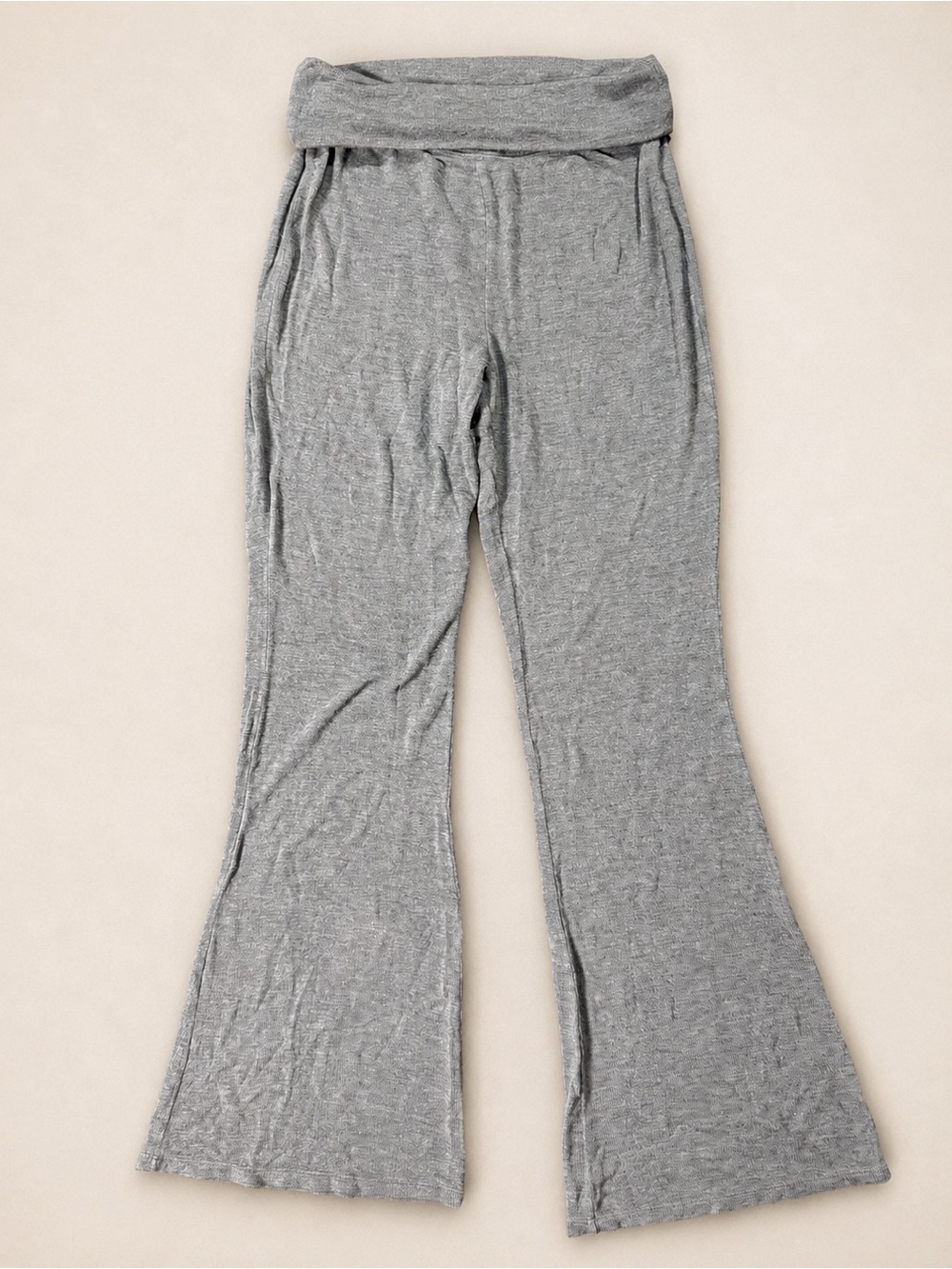 Aerie Women’s Gray Fold Over Flare Lounge Pants Size Medium Soft Yoga Casual